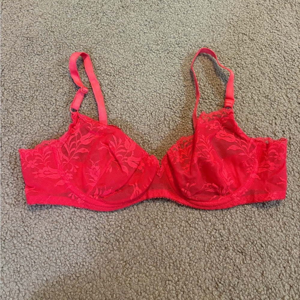 Vintage Lingerie Spirite Ingenue Red Lace Underwire Bra